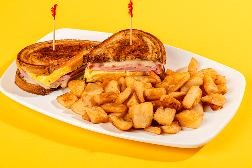 shaved ham and egg melt